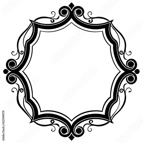 Frame with ornament Illustration, flower, design, outline, template, pattern, Vintage Retro Ornamental Decorative Border Frame, Ornate border, Classy border. Transparent Frame 