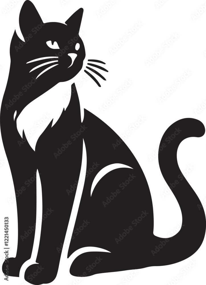 Cute Cat Icon Silhouette Vector In White Background Cute Cat Icon Silhouette Vector In White Background