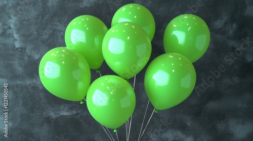 Bright Green Balloons Against Dark Background photo