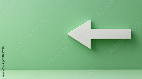 A large white arrow points to the left, set against a green background, creating a bold and clear visual contrast.