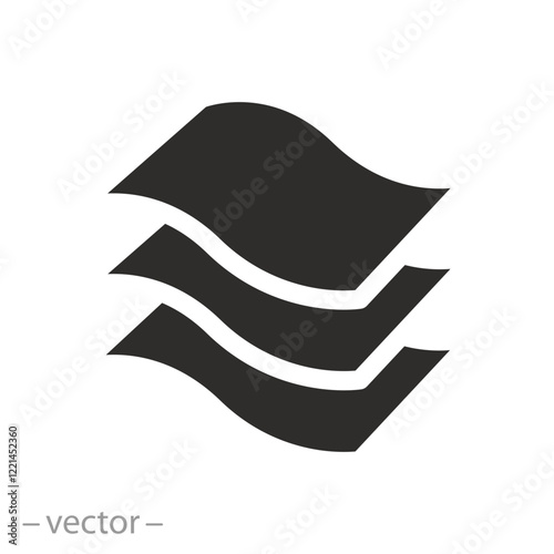 structure material fabric, 3 layers icon, texture properties, flat vector illustration