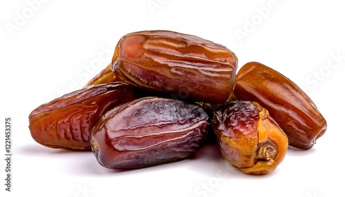 Wallpaper Mural A close-up view of dried dates, showcasing their rich brown color and glossy texture, isolated on a white background. Perfect for healthy food, nutrition, and natural ingredient themes. Torontodigital.ca