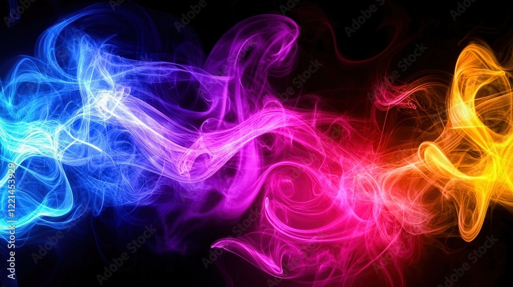 A vibrant abstract background featuring fluid, swirling colors of electric blue, neon pink, and bright orange. Soft light illuminates the curves, creating smooth transitions, while deep shadows A vibrant abstract background featuring fluid, swirling colors of electric blue, neon pink, and bright orange. Soft light illuminates the curves, creating smooth transitions, while deep shadows