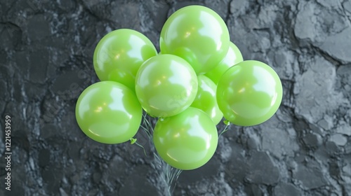 Vibrant Green Balloons Against Dark Background photo