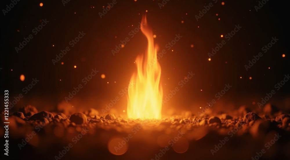 A close up of a fire with lots of sparks coming out of it