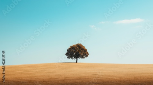 A lone tree stands in a field of tall grass photo