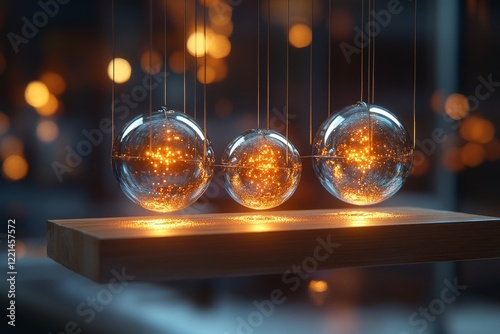 Captivating Close-Up of Newton's Cradle Demonstrating Momentum and Energy Conservation
