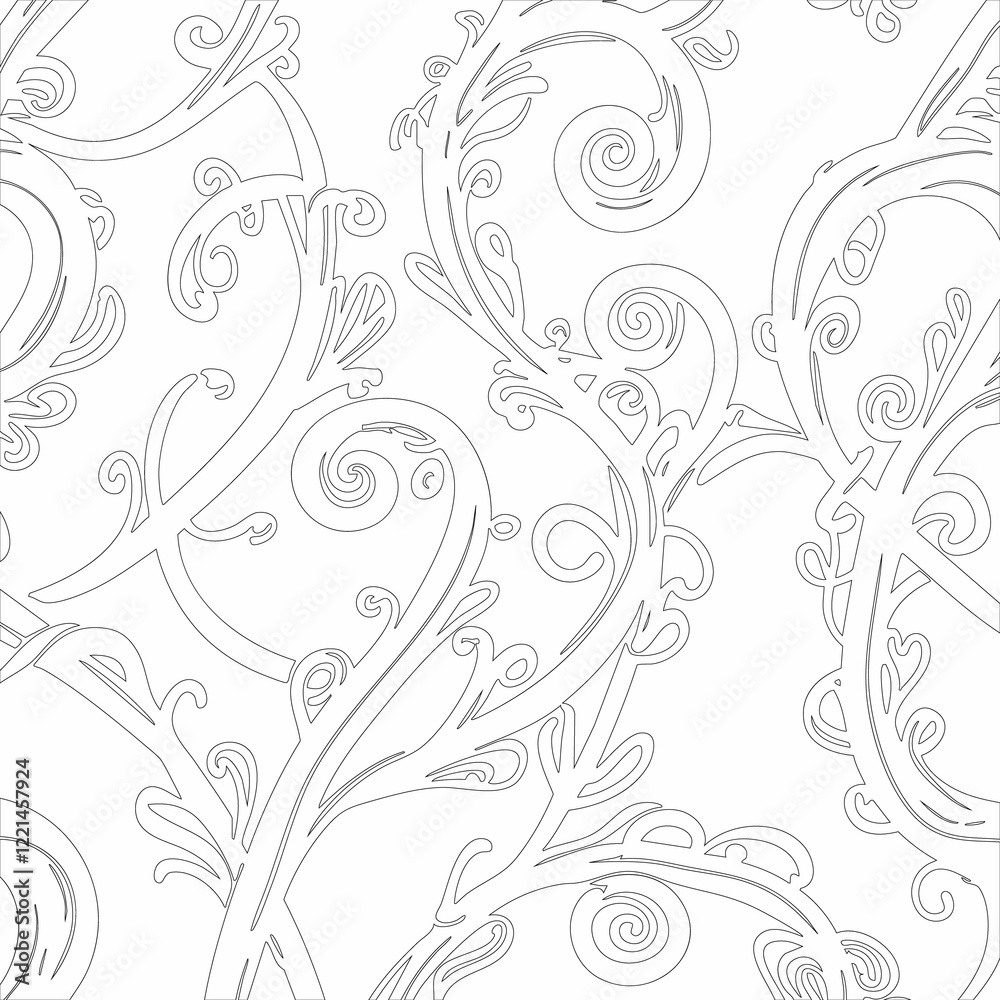 Hand-Drawn Background with black floral patterns Hand-Drawn Background with black floral patterns