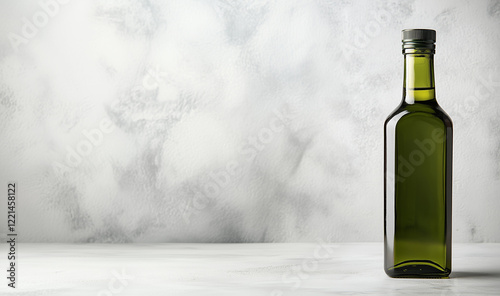 Botella de aceite sobre fondo blanco