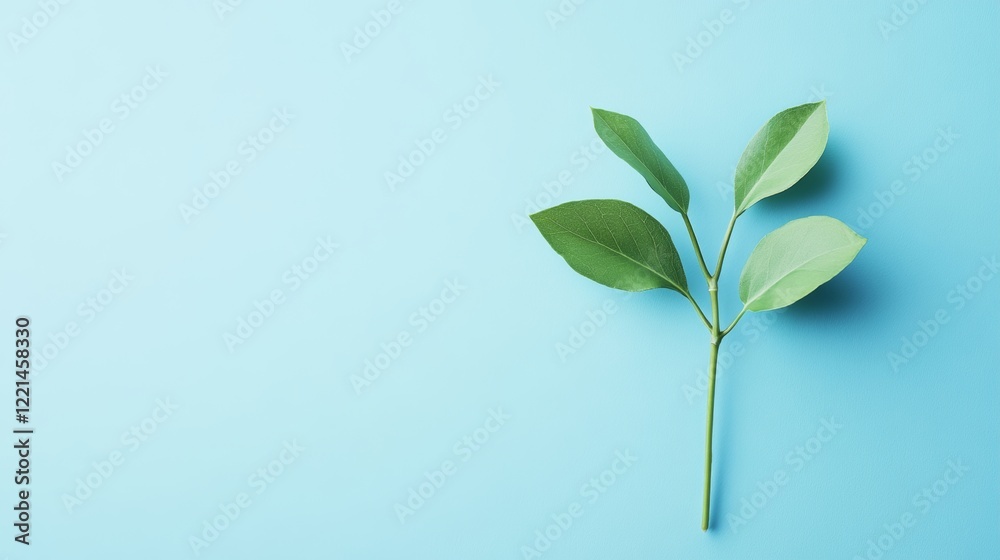 Green Leaves Arranged Neatly on a Pastel Blue Background Create a Fresh and Inviting Atmosphere Suitable for Design or Nature Themes Green Leaves Arranged Neatly on a Pastel Blue Background Create a Fresh and Inviting Atmosphere Suitable for Design or Nature Themes