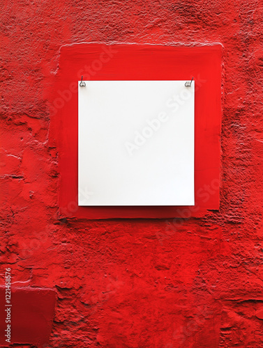 Fondo rojo con hoja en blanco