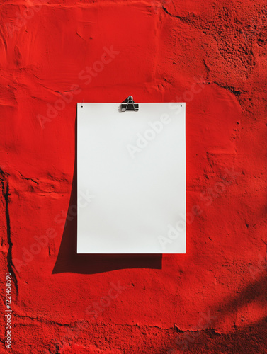 Fondo rojo con hoja en blanco