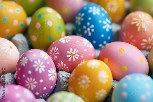Colorful easter eggs. Ukrainian pisanka.