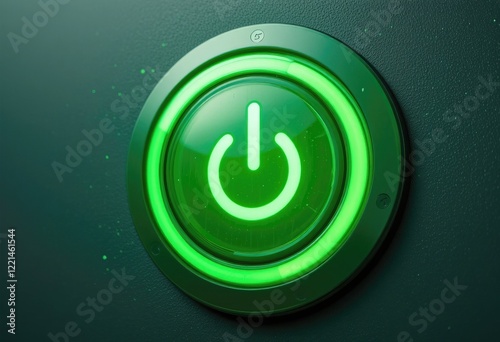 Glowing Green Power Button: Futuristic Circular Design photo