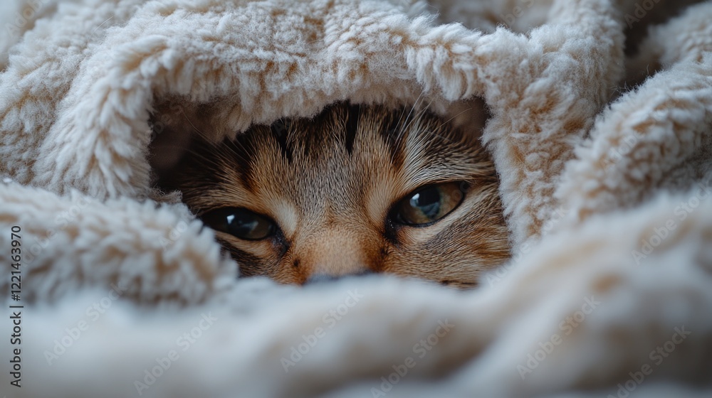 A curious cat looking out from under a cozy blanket, possibly seeking attention or warmth A curious cat looking out from under a cozy blanket, possibly seeking attention or warmth
