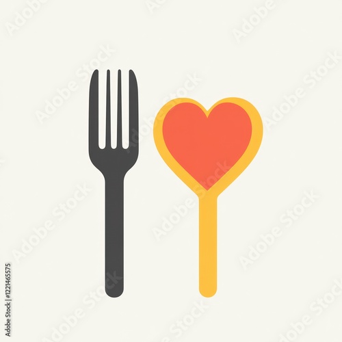 Fork and Heart Icon for Food Lovers photo