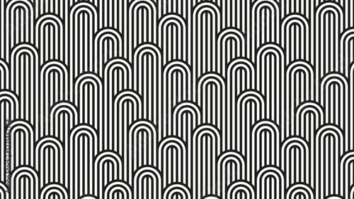 Seamless pattern with twisted lines, vector linear tiling background, stripy weaving, optical maze, twisted stripes. Black and white design.
