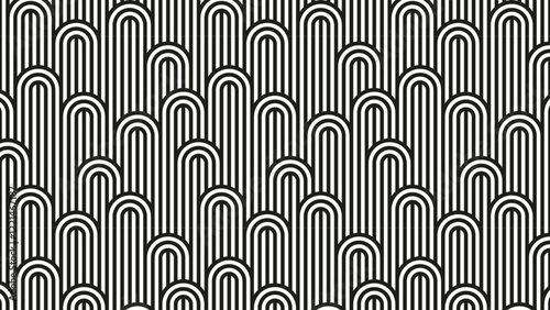 Seamless pattern with twisted lines, vector linear tiling background, stripy weaving, optical maze, twisted stripes. Black and white design.