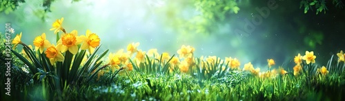 Yellow Daffodils Spring Meadow