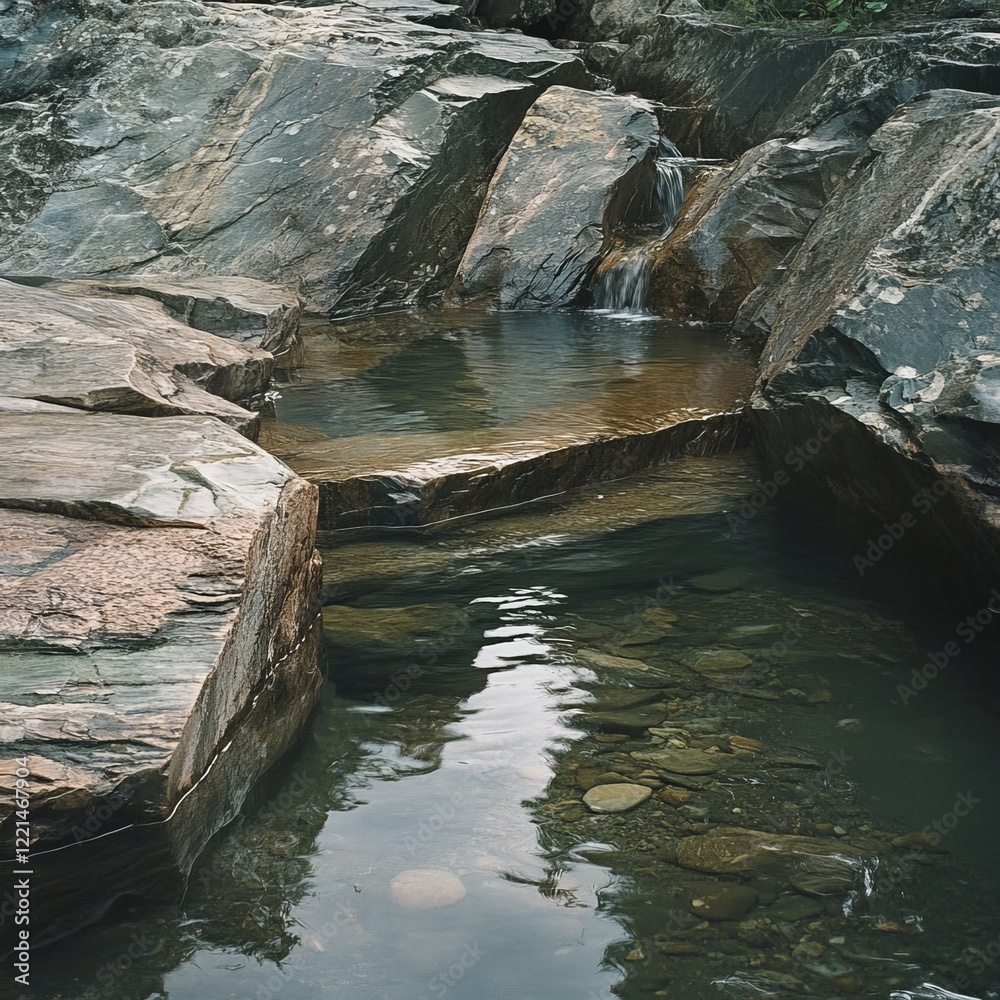 Creek in the forest. The concept of ecological and active tourism Creek in the forest. The concept of ecological and active tourism