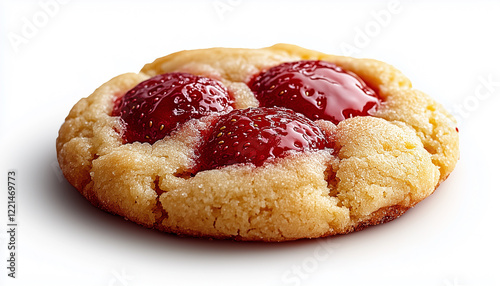 Delicious strawberry thumbprint cookie displayed with meticulous detail and vibrant colors photo