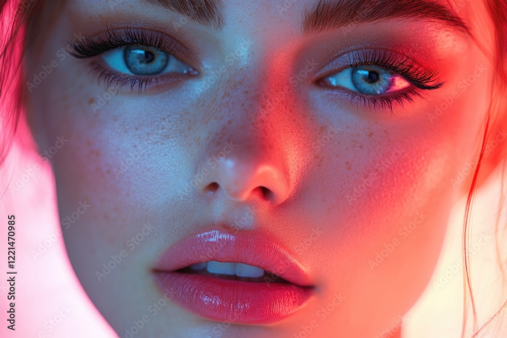 Fototapeta premium A close-up of a woman's face showing off her freckles