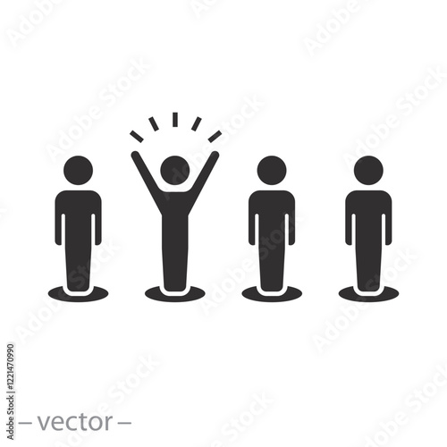 group leader concept, competition among different employee icon, flat vector illustration