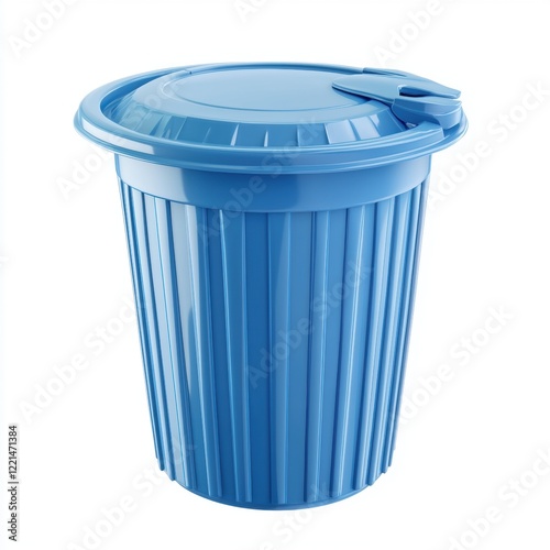 Wallpaper Mural 3D icon cartoon blue plastic trash can with a swinging lid isolated on a white background --quality 2 Torontodigital.ca
