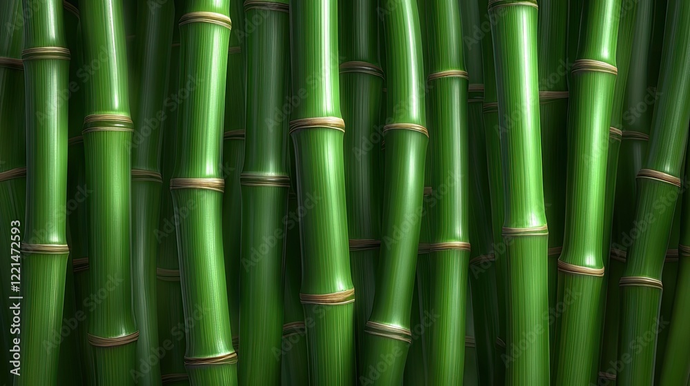 Fototapeta premium Vibrant Green Bamboo Forest Close Up Texture Background