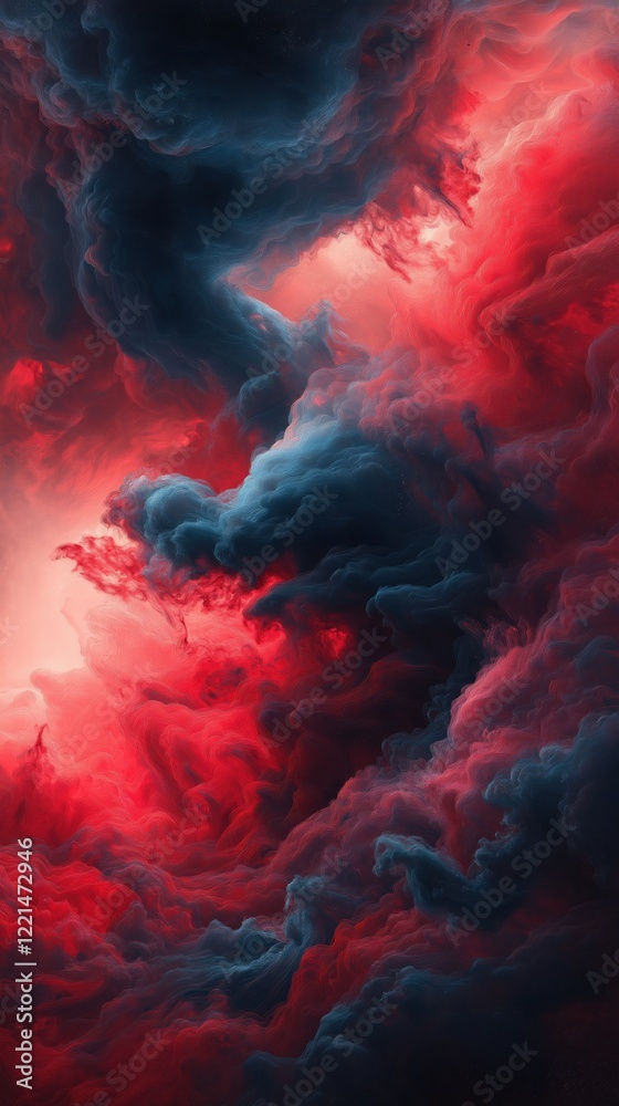 Fototapeta premium Dynamic nebula with vibrant red and blue clouds in deep space environment