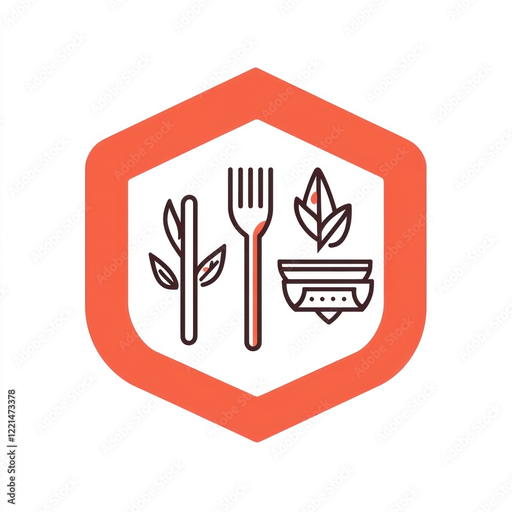 Obraz premium Healthy Eating Icon, Fork, Spoon, and Food Illustration