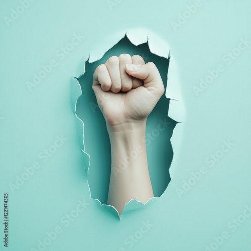 A lone hand emerges from a hole in a piece of paper, with the surrounding area shrouded in mystery
