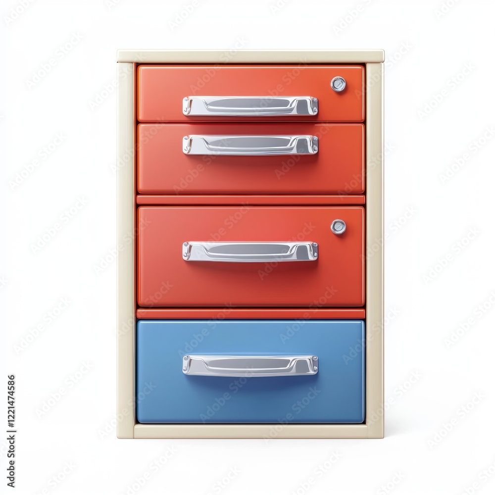3D icon cartoon compact office filing cabinet with labeled drawers isolated on a white background --quality 2 3D icon cartoon compact office filing cabinet with labeled drawers isolated on a white background --quality 2