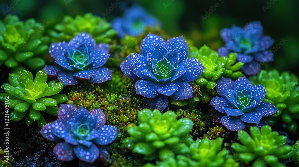 Stunning Dew-Kissed Succulents: A Symphony of Blue and Green Stunning Dew-Kissed Succulents: A Symphony of Blue and Green