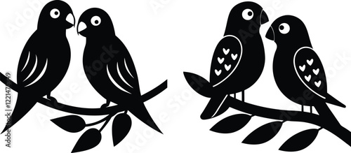 valentine love birds isolated on white