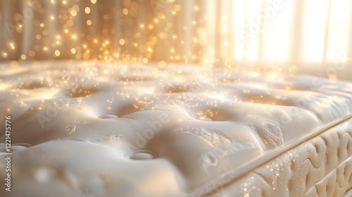 Luxurious golden mattress surface glowing with warmth and comfort symbolizing premium bedding softness and high-quality sleep innovation.