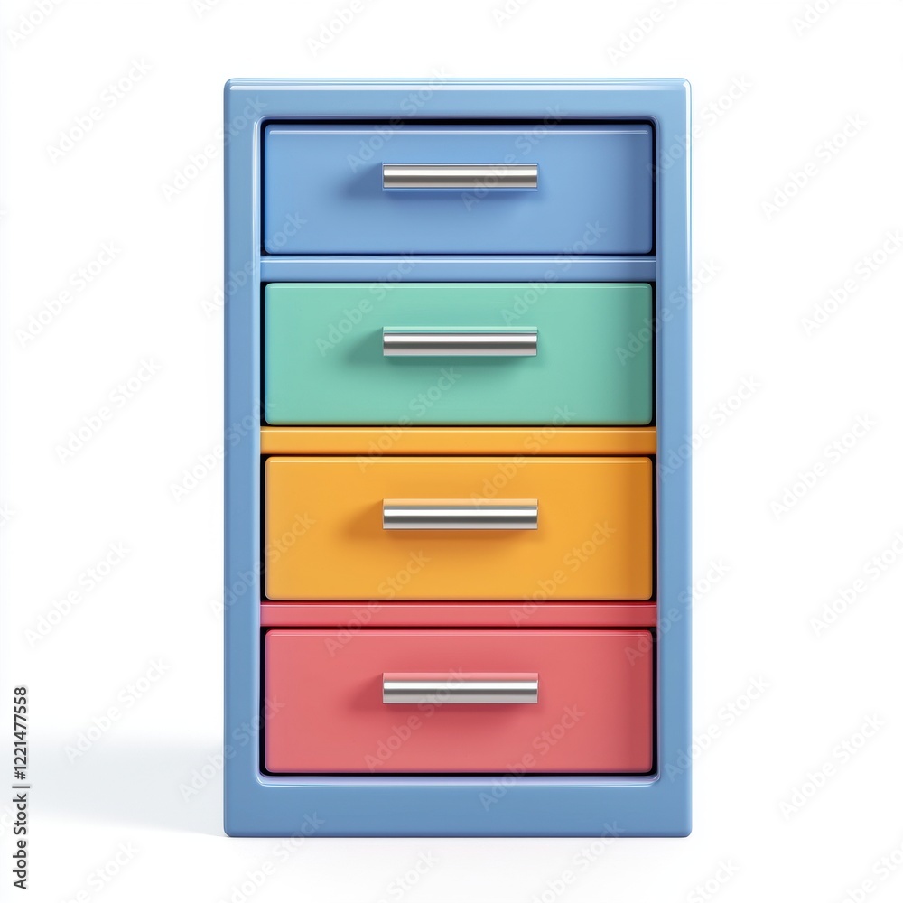 3D icon cartoon compact office filing cabinet with labeled drawers isolated on a white background --quality 2 3D icon cartoon compact office filing cabinet with labeled drawers isolated on a white background --quality 2