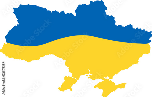 Map of Ukraine in National Flag Colors Vector