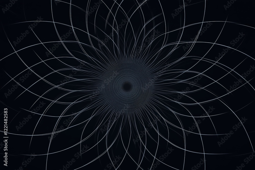 Fototapeta premium Precise lines forming a symmetrical flower pattern on a minimalist background