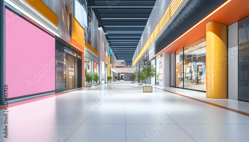 Mock up. Blank vertical poster billboard, advertising stand, lightbox inside shopping mall