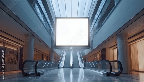 Mock up, empty digital billboard in shopping mall