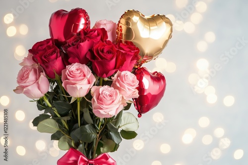 Stylish rose bouquet with Valentine’s themes and elegant presentation