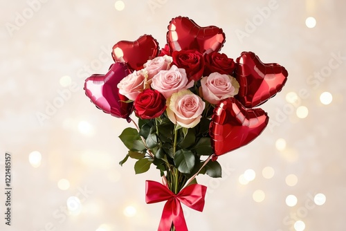 Lovely rose and balloon arrangement for romantic occasions