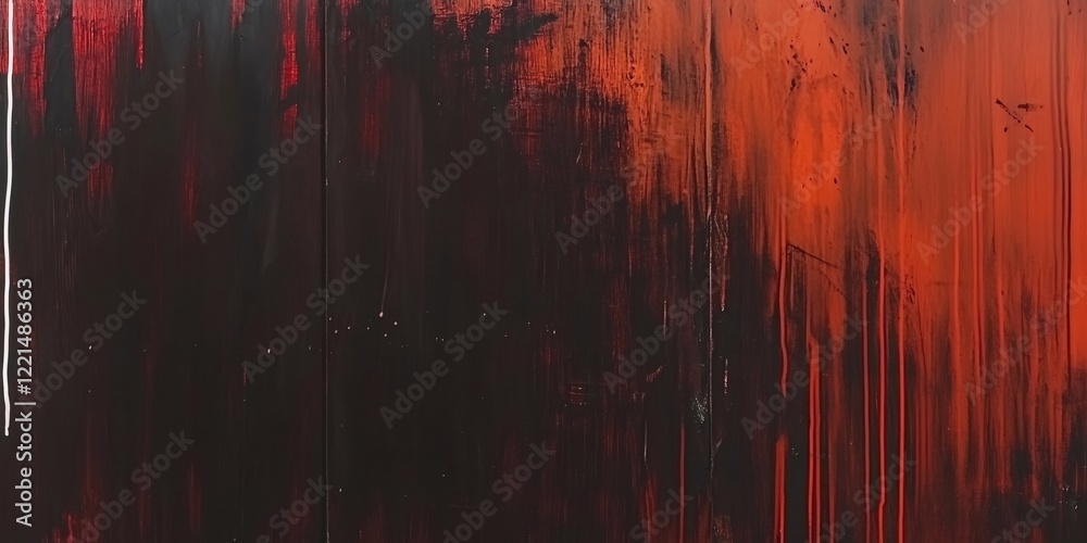 Abstract background with black and red paint dripping on a wooden surface, creating a textured and artistic backdrop Abstract background with black and red paint dripping on a wooden surface, creating a textured and artistic backdrop