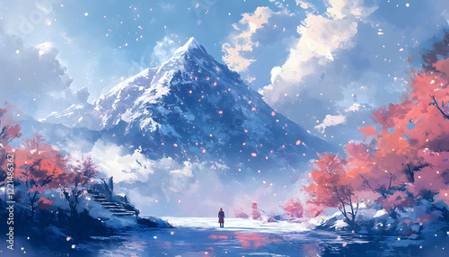 Mountain peak in the snow