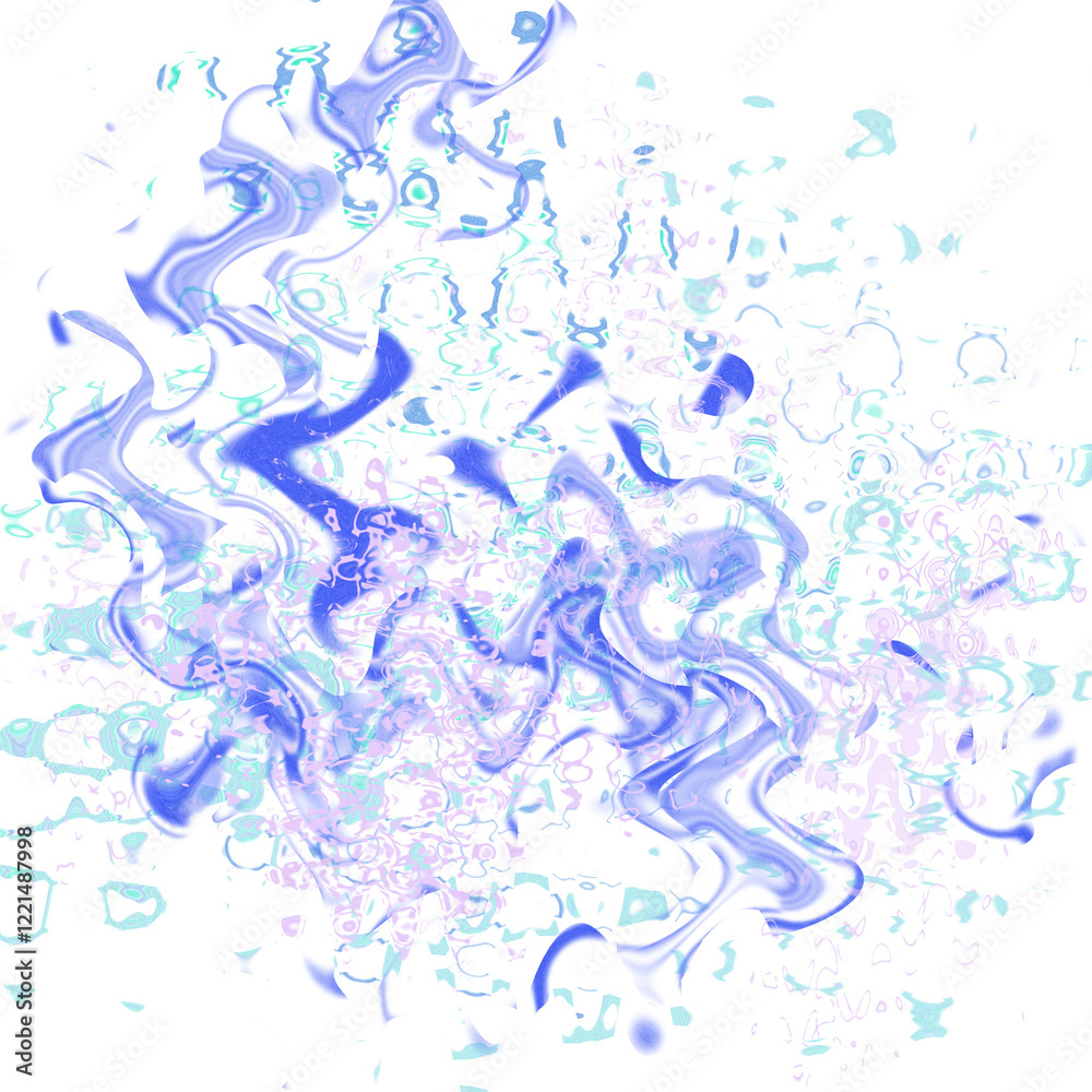 Fototapeta premium An abstract transparent psychedelic wavy liquid splatter design element overlay.