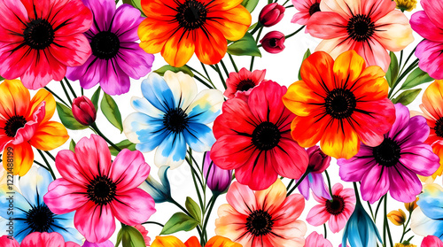 beautiful fantasy vintage wallpaper botanical flower bunch,vintage motif for floral print digital background.