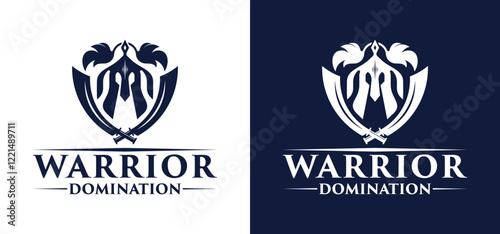 Spartan Knight Warrior Vector Logo Design Illustration.