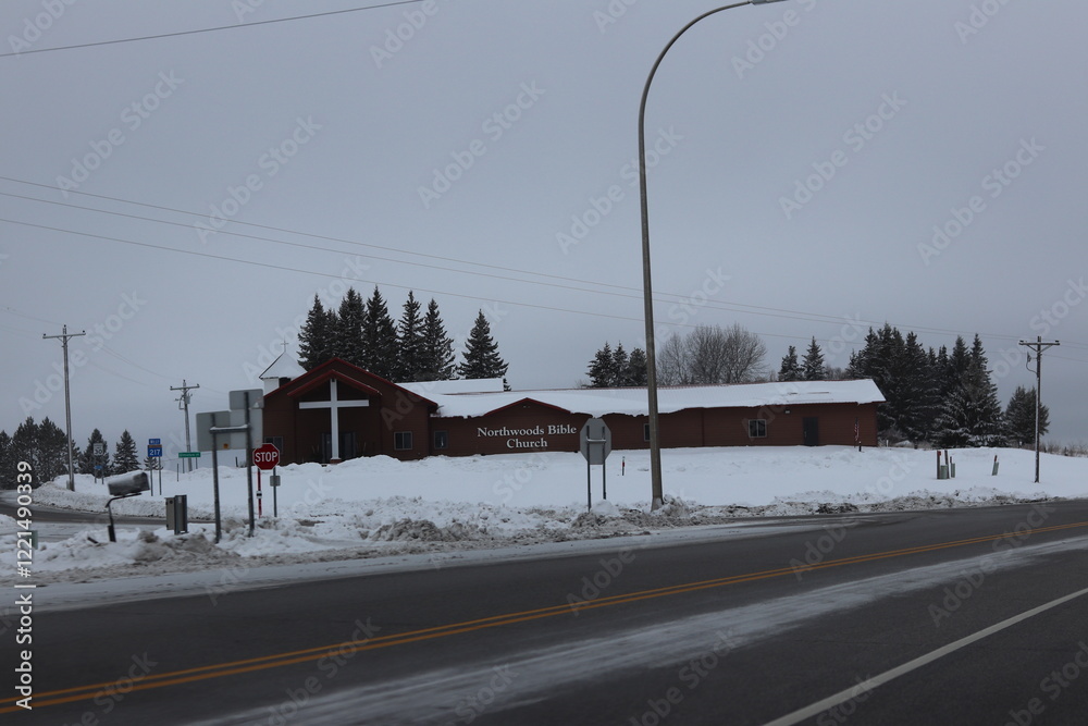 Snow covered town of Rainey Lake on the Minnesota and Canadian border. Snow covered town of Rainey Lake on the Minnesota and Canadian border.