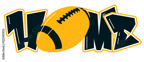 Home - gold and black football player helmet, sport vector graphics, hockey, for street art - graffiti lettering typography - art illustration - multicolor - writen	
